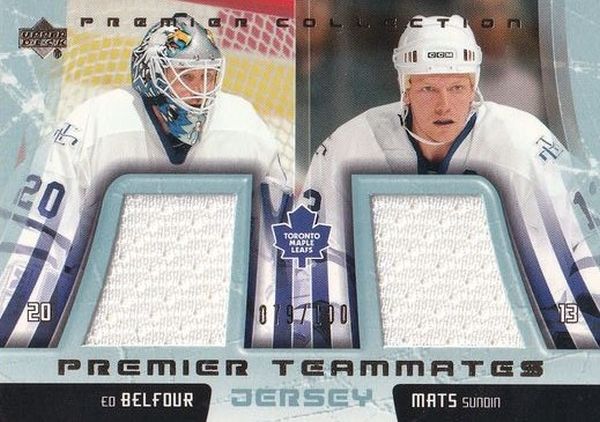 jersey karta BELFOUR/SUNDIN 03-04 UD Premier Teammates Jersey /100